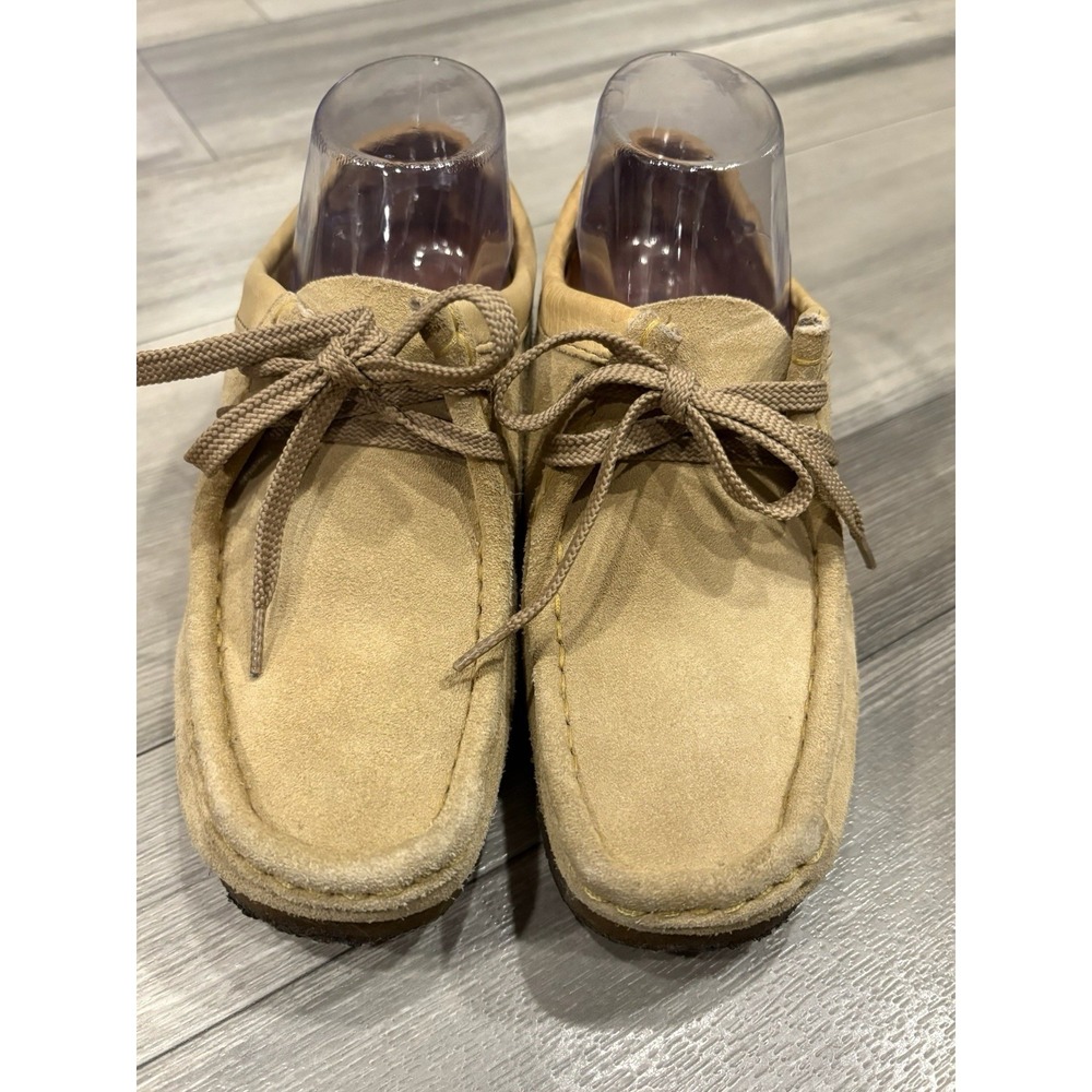 Clarks Originals Shoes Wm 7M Wallabee Tan Suede Moccasin Laofers Lace Boho - Picture 2 of 11